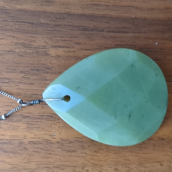 Pendant Necklace - Large Dark Green Stone - Picture 12 of 14